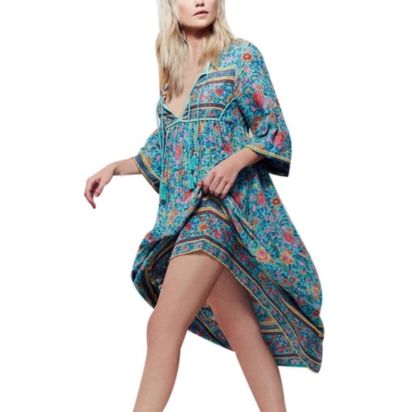 NWT Folk Town Maxi Boho Hippie Long Bohemian Dress - Picture 5 of 8